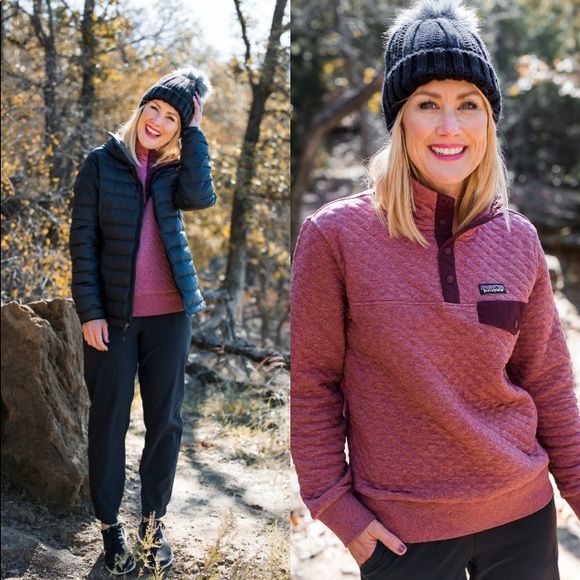 Red Burgundy Quilted Patagonia Pullover 